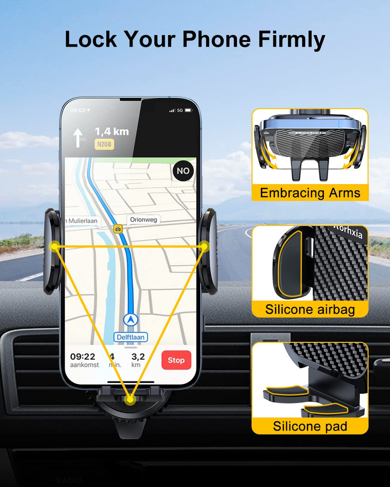 [Australia - AusPower] - Car Vent Phone Mount, [Never Blocking Vent, Enjoy The Comfort of The A/C] Hands-Free Universal Extension Clip Air Phone Holder Car Fit for All Phones iPhone Samsung More Black 