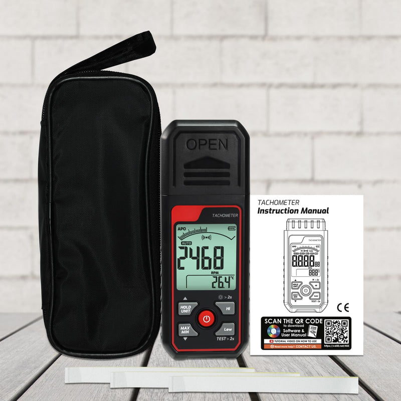[Australia - AusPower] - Digital Tachometer Noncontact Laser Photo Sensor Rotation Speed Tach Meter, 2.5-99999 RPM Range High Accuracy with Alarm Function Backlight Analog Bar Scale Data Hold Max/Min/AVG Large LCD 