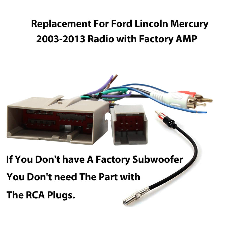 [Australia - AusPower] - RED WOLF Radio Wiring w/Antenna Adapter RCA Input Replacement for Ford 2006-2012, Lincoln 2006-2010, Mercury 2006-2009 Aftermarket Stereo Install Wire Cable Harness with RCA Adapter Plug Radio harness w/Antenna 