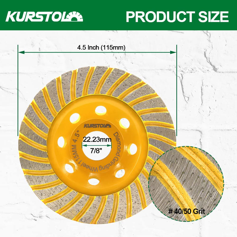 [Australia - AusPower] - Diamond Grinding Cup Wheel - 4.5"/115mm Turbo Row Angle Grinder Cup Wheel for Cutting,Grinding,Smoothing,Shaping Concrete,Marble,Granite,Masonry,Brick 7/8"-5/8" Arbor 4.5" Turbo 