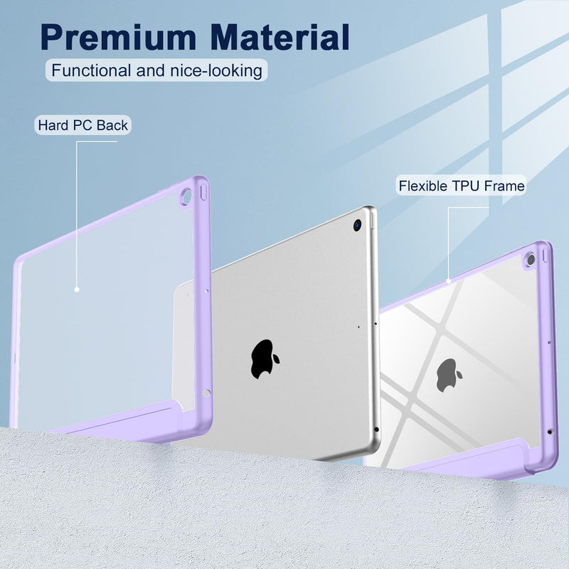 [Australia - AusPower] - iPad 9th Generation Case 2021/iPad 8th Generation Case 2020 10.2 Inch with Pencil Holder, iPad 7th Gen 2019 Case with Clear Transparent Back, Auto Wake/Sleep Cover(Clove Purple) Clove Purple 