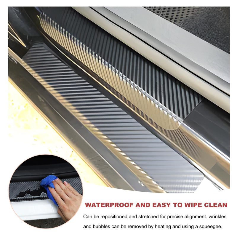 3D Carbon Fiber Vinyl Tape, 2 Inch×23 Ft Door Sill Scratch Protector Automotive Vinyl Wrap Film, Anti-Collision Self-Adhesive Door Trim Entry Edge Protective Film for Most Cars