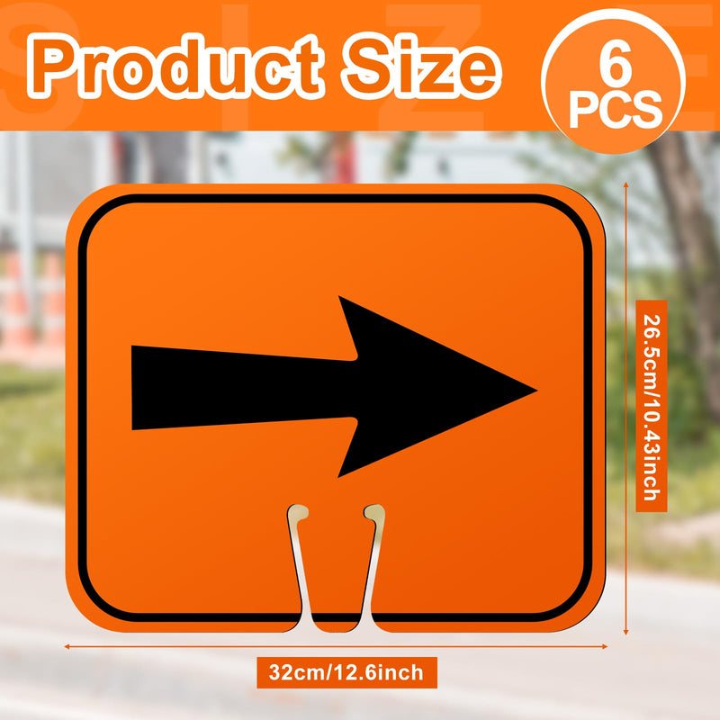 Geetery 6 Pcs Traffic Arrow Orange Detour Signs, Road Cone Top Directional Left Right Go Straight Arrows Sign for Road Barricade Outdoor Construction (Left & Right) Left & Right