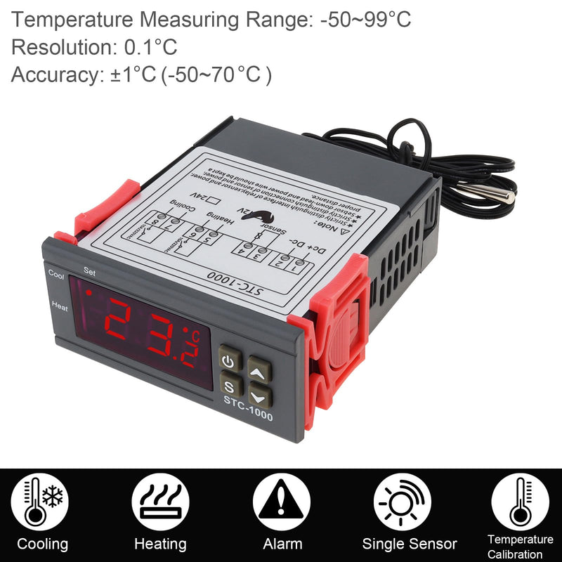[Australia - AusPower] - STC-1000 Digital Temperature Controller DC 12V 10A Digital LED Temperature Controller with NTC Sensor Probe Heating Cooling Centigrade Thermostat 2 Relays Output 