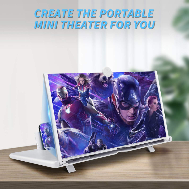 [Australia - AusPower] - 16 inch Screen Magnifier for Cell Phone 3D Magnifier Screen Enlarger for Movies,Videos,Reading,Gaming-Screen Amplifie with Foldable Phone Stand Holder. Compatible with All Smartphones-White White 