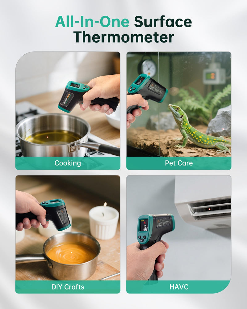 [Australia - AusPower] - ERICKHILL ROOKMAX Infrared Thermometer Gun, Non-Contact Laser, Adjustable Emissivity, Color LCD, -58°F to 1472°F (-50°C to 800°C), for HVAC, Cooking & BBQ, Automotive, Freezer - Dark Green 