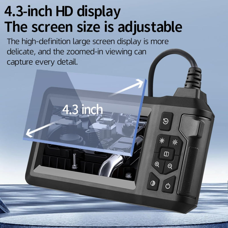 [Australia - AusPower] - Industrial HD Digital Borescope, Pancellent 4.3" IPS Endoscope Inspection Camera with Handheld IP67 Waterproof Snake Sewer with 8 LED Lights 16.5ft Semi-Rigid Cable 