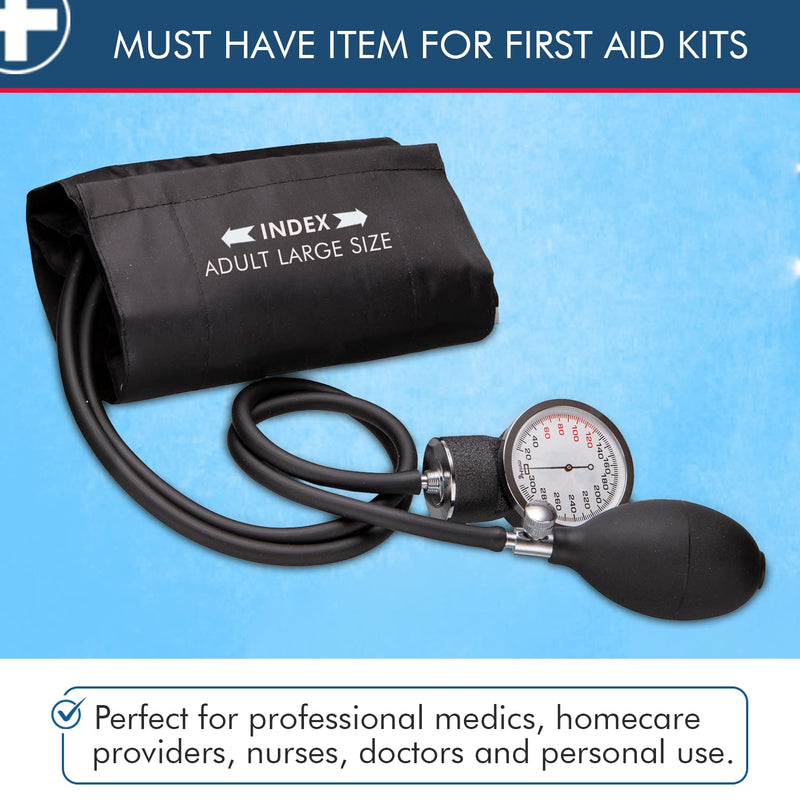 [Australia - AusPower] - NOVAMEDIC Professional Black Large Adult Size Blood Pressure Machine, Aneroid Sphygmomanometer Medical Supplies, Manual Emergency BP Monitor for High Blood Pressure with Carrying Case 