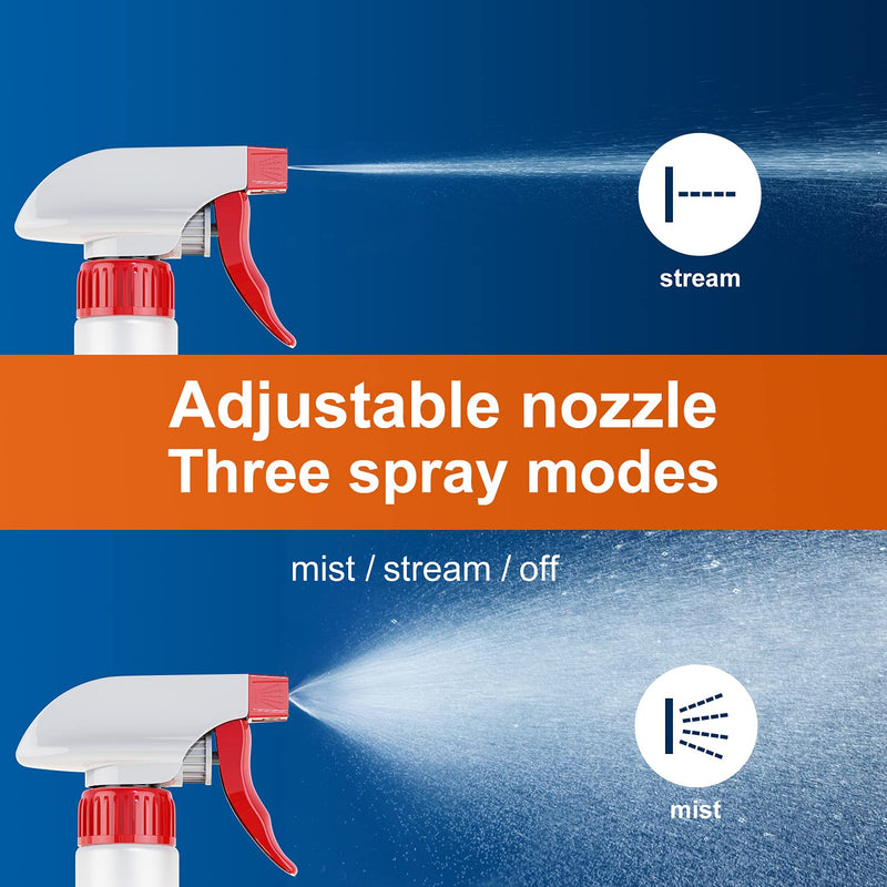 [Australia - AusPower] - Veco Spray Bottle (5 Pack,16 Oz) with Measurements and Adjustable Nozzle(Mist & Stream Mode), HDPE Plastic Spray Bottles for Cleaning Solution, Household/Commercial/Industrial Use, No Leak and Clog 16 oz 