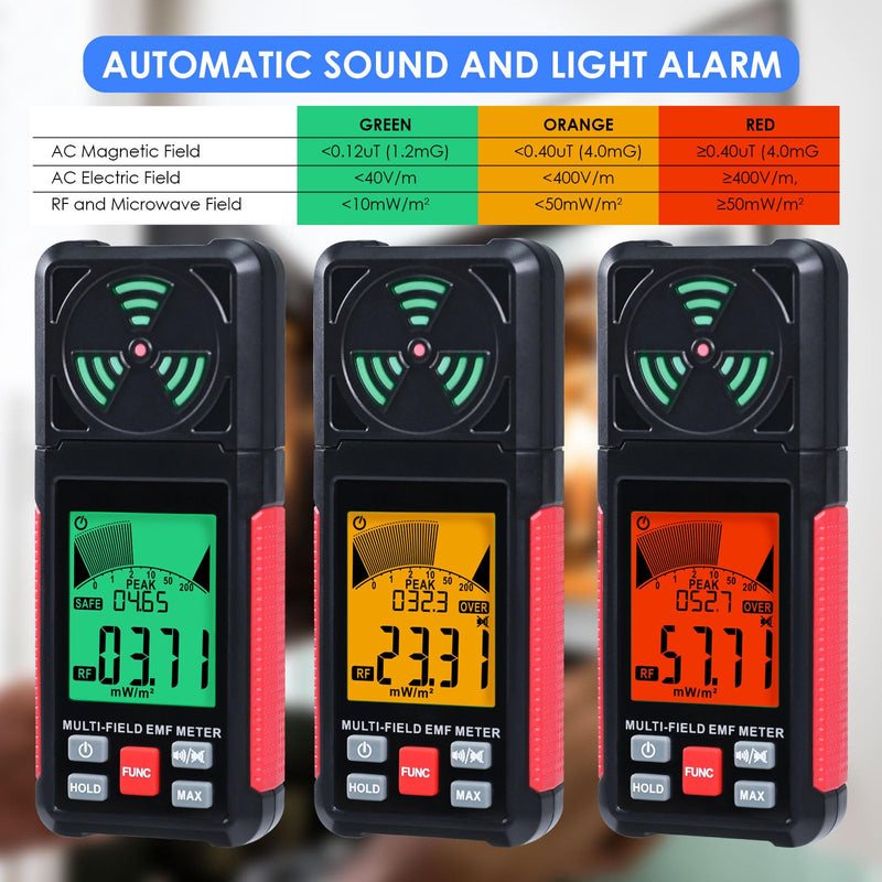 [Australia - AusPower] - EMF Meter Radiation Detector Digital Electromagnetic Fields Handheld EF/MF/RF Electromagnetic Radiation Meter with LCD Alarm EMF Inspections for Home, Office, Outdoor EF/RF/MF (EMF meter) 