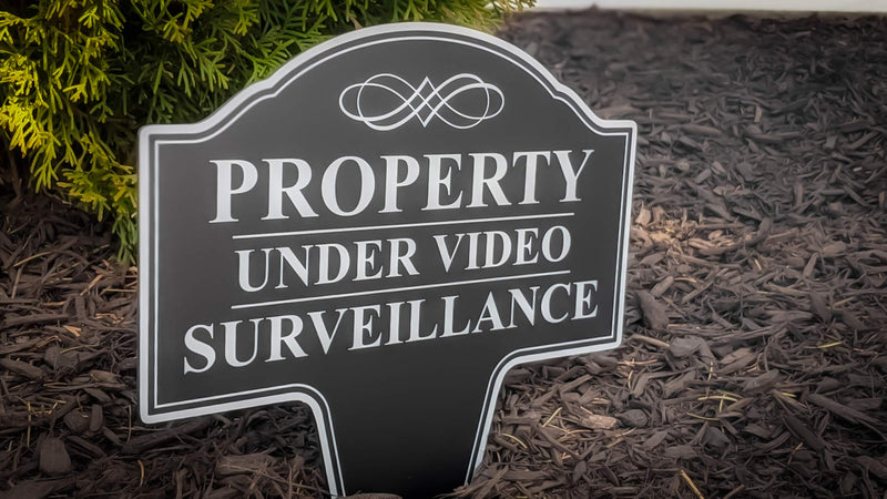 MRC Wood Products Property Under Video Surveillance Sign, Metal 24 Hour Surveillance Sign, Video Monitor Sign for Outdoors, Protected By Video Surveillance Outdoor Sign10x14 (3), Black, STS-003 3