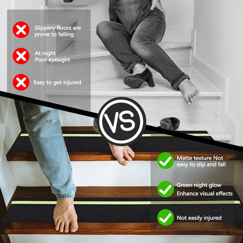 Huakaile Glow in The Dark Tape Anti Slip Grip Tape, 3.93" x 16.4Ft Luminous Reflective Tape, Waterproof Non Skid Traction Tape Strips for Outdoors Steps Indoor Stairs Treads Ladder Floor