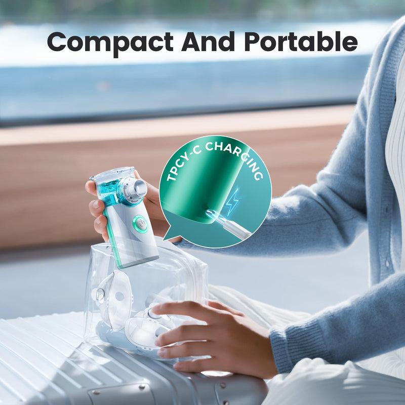 [Australia - AusPower] - Portable Nebulizer, Nebulizer Machine for Adults and Kids,for Breathing Problems,USB Rechargeable,with 3 Nebulizer Masks and Adjustable Nebulization Rate 