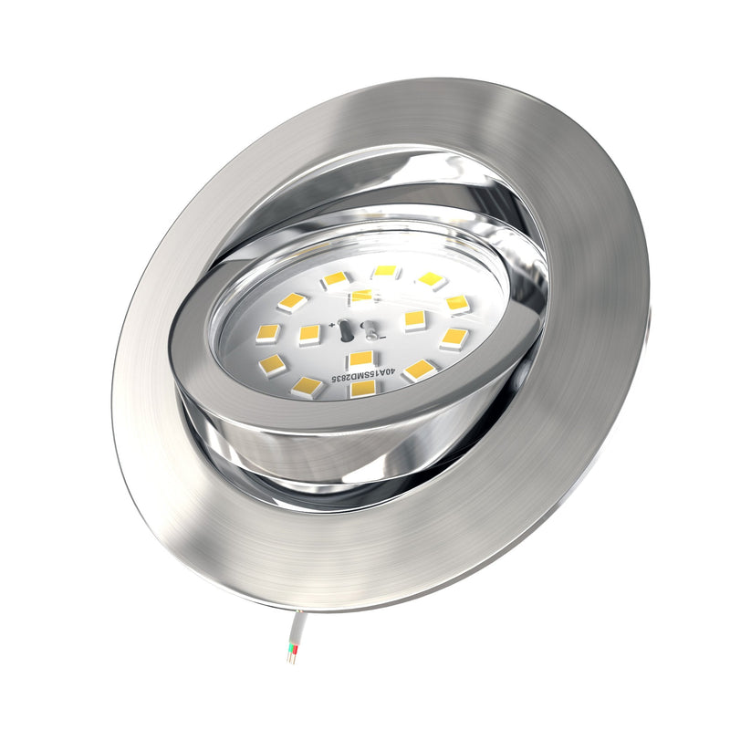 B.K.Licht - Set of 5 LED Recessed Spotlights, 230 V, Dimmable in Steps, Swivelling, Hole Diameter 68 mm, LED Spotlight, Flat, Ceiling Spots, Spotlights, Recessed Spots, 82 x 28 mm, Matt Nickel