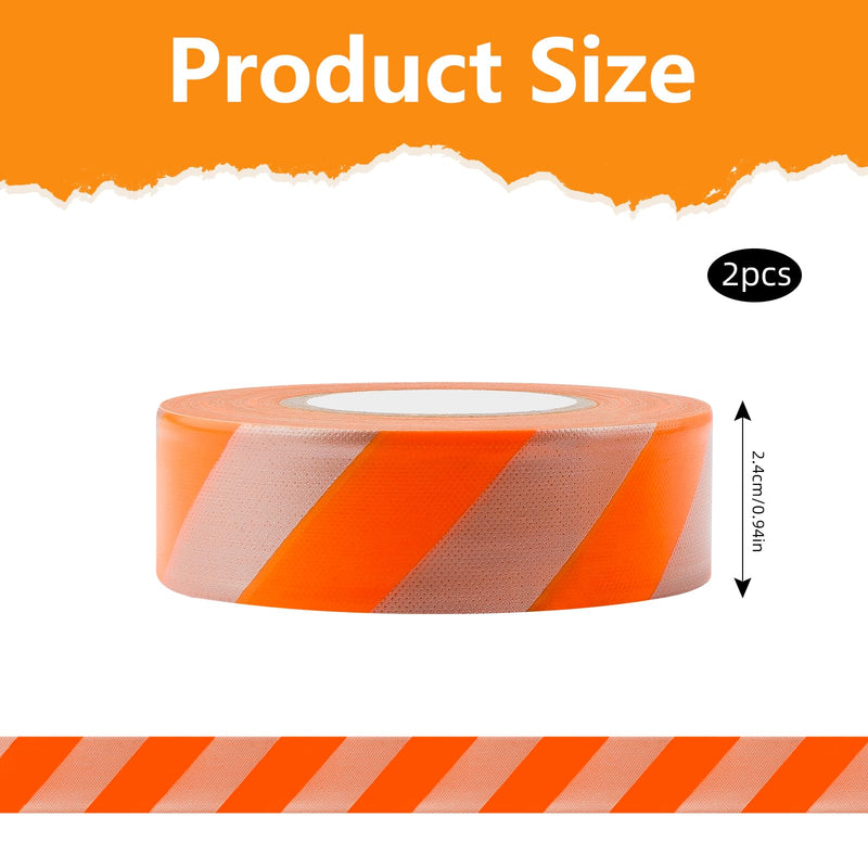 Notoke 2 Rolls Flagging Tape with Orange Silver Stripes, 1 inch x 300ft Non Adhesive PVC Marking Ribbon Surveyors Tape for Hunting Trail Boundaries Hazardous Areas Marking Halloween Party Decors