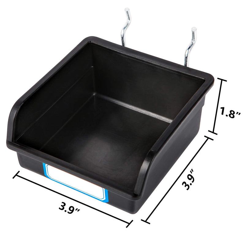 [Australia - AusPower] - Pegboard Bins with Hooks and Labels, for Organizing Accessories, 10 Packs, Black 