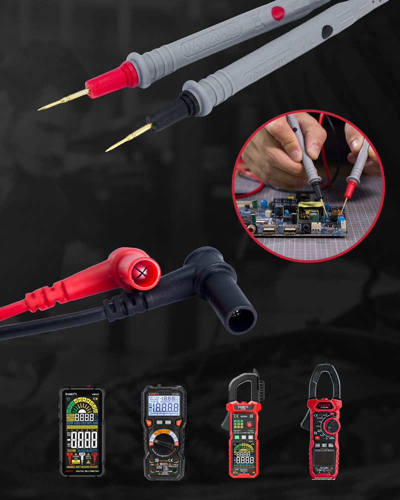 [Australia - AusPower] - KAIWEETS Silicone Test Leads Multimeter Probes 48-Inch Silicone Wire Gold-Plated Tips CAT III 1000V & CAT IV 600V 20A Compatible with Digital Multimeters & Clamp Meters KET20 