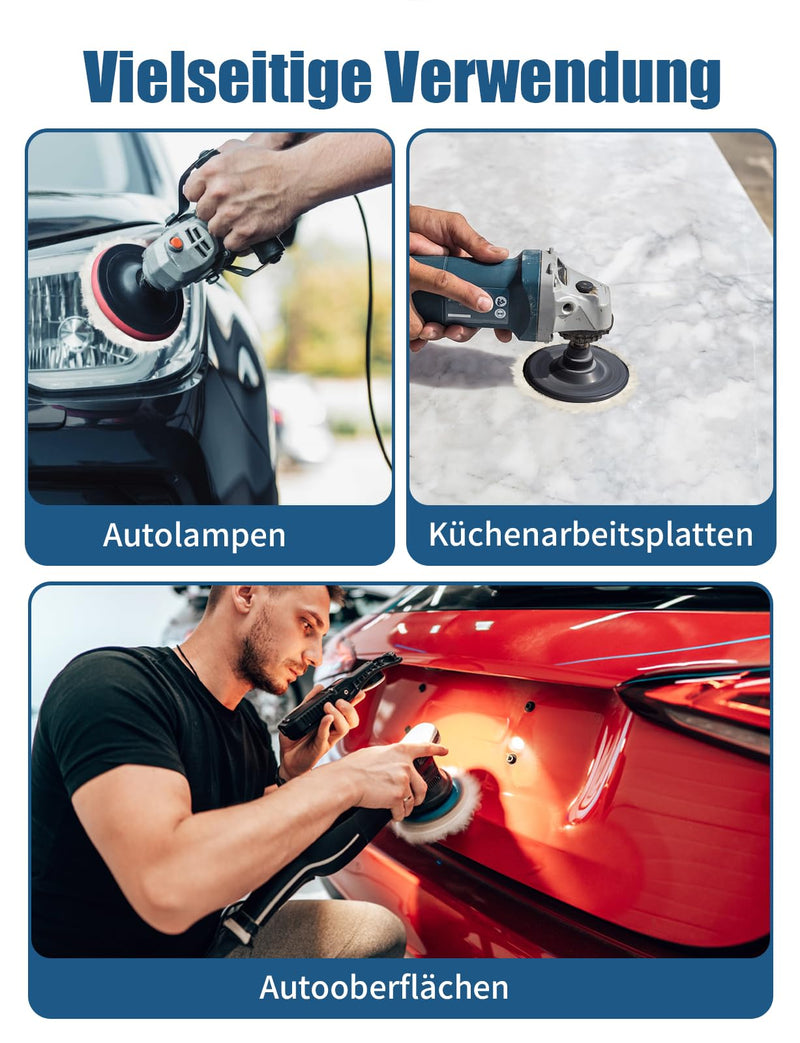 Polishing Attachment Compatible with Bosch Random Orbital Sander, BESPOTCL 6 Pieces 125 mm Lambswool Polishing Pads Polishing Pads Polishing Hoods for Random Orbital Sanders with for Car, Car Headlights, Cork Floors etc. 6 pieces
