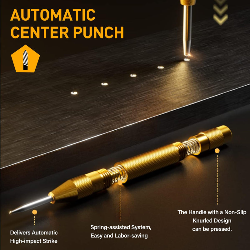 6PC Cobalt Step Drill Bit Set, Hex Shank Step Drill with Two Spiral Flutes and Automatic Center Punch for Metal, Stainless Steel, Aluminum, Wood, and Plastic with Aluminum Case, 50 Sizes M35-6PC