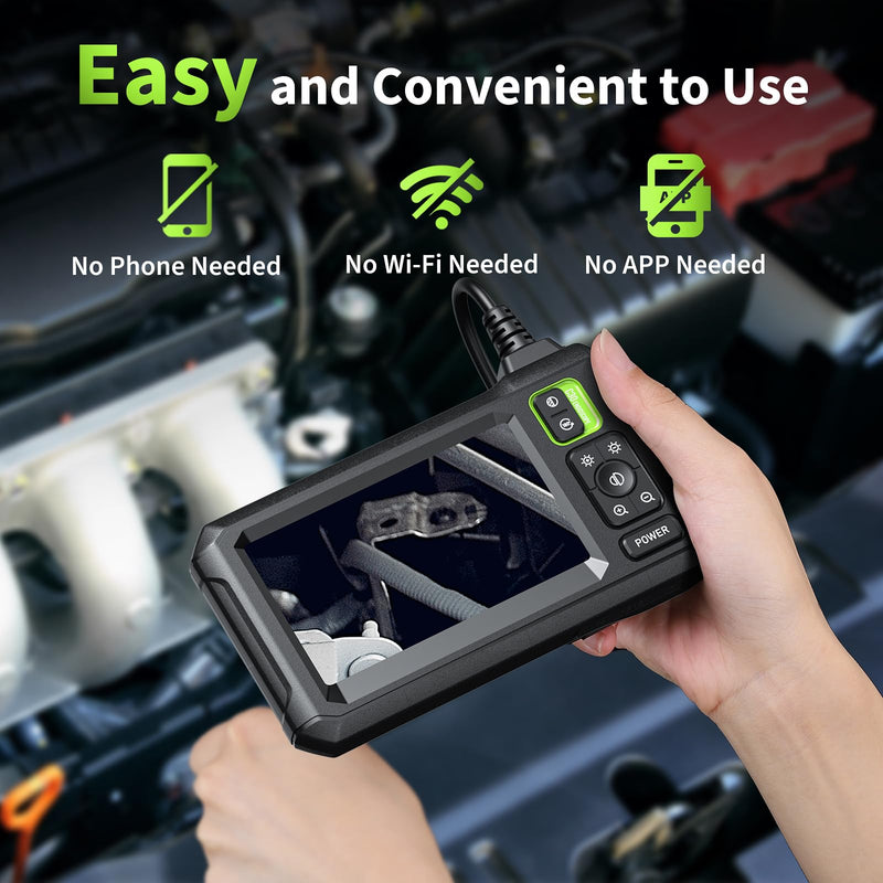 [Australia - AusPower] - Endoscope Camera with Light, 4.3" Inspection Camera, 1920P HD Borescope Camera with 8 LED Lights, IP67 Waterproof Snake Sewer Camera, 16.4FT Semi-Rigid Cord Drain Pipe Camera Cool Gadgets Tool green 