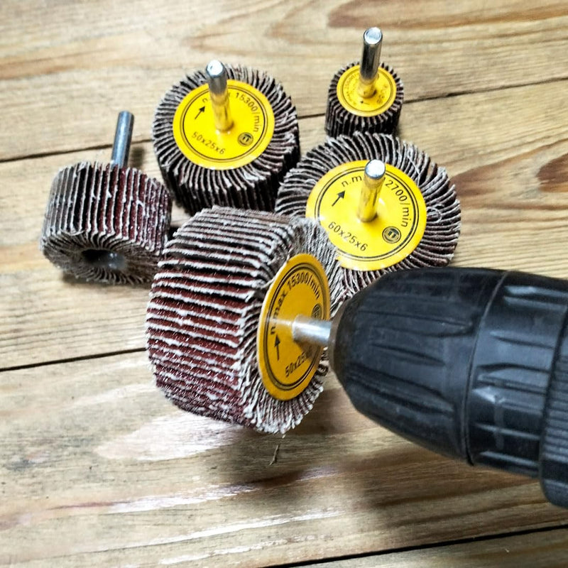 [Australia - AusPower] - 10 Pcs Abrasive Flap Wheels Sander, 1/4'' Shank Flap Wheel for Drill, Grinder, Rotary Tools (25/30/40/50/60mm) 