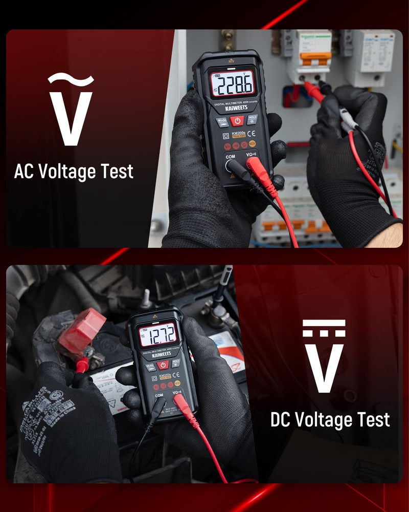 [Australia - AusPower] - KAIWEETS KM200s Smart Digital Multimeter True RMS, 4000 Counts, Auto Ranging Voltmeter, NCV Non-Contact Voltage Detector, Measure AC/DC Voltage, Resistance, Diode, Continuity 