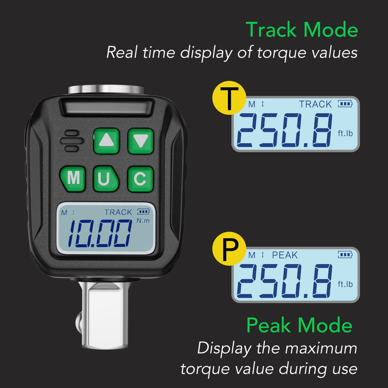 [Australia - AusPower] - Digital Torque Adapter Set with 3/8" and 1/4" Adapters, Digital Torque Wrench Converter with ±3% Accuracy (1/2-Inch, 1.1-22.1 Ft-lb/1.5-30 Nm) 1/2-Inch 
