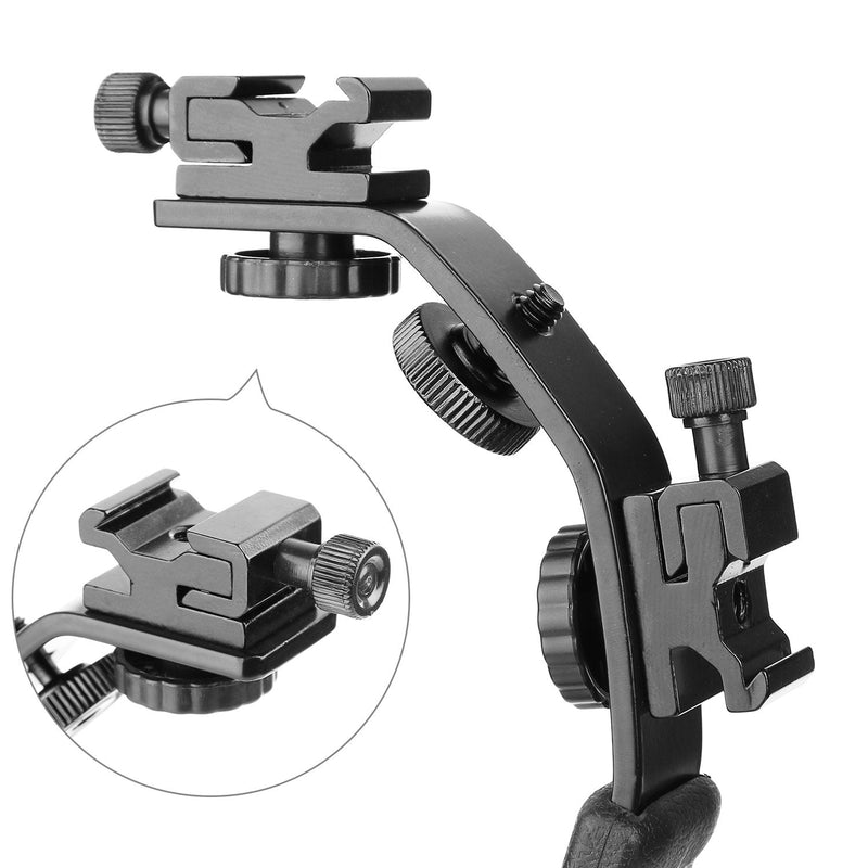 [Australia - AusPower] - ChromLives Camera L Bracket Mount Video Grip L-Bracket with Dual Flash Cold Shoe Mount 1/4'' Tripod Screw, Heavy Duty Padded Hand Grip for DSLR Camera Camcorder (Updated) 