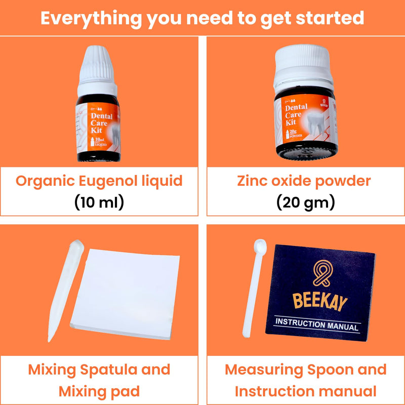 [Australia - AusPower] - Zinc Oxide Powder Eugenol Liquid Dental Care Kit Glue for Crowns & Bridges Filling 