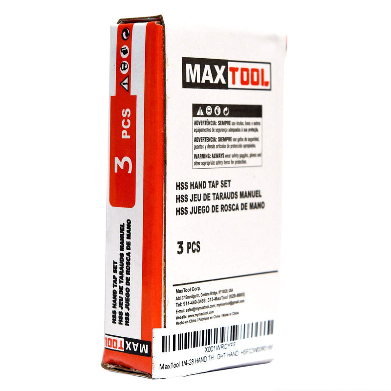 MaxTool 5/16-24 Hand Threading Tap Sets Including Taper+Plug+Bottom High Speed Steel M2 Taps Set 24-TPI FULLY GROUND RIGHT HAND; HSF02W00R020F
