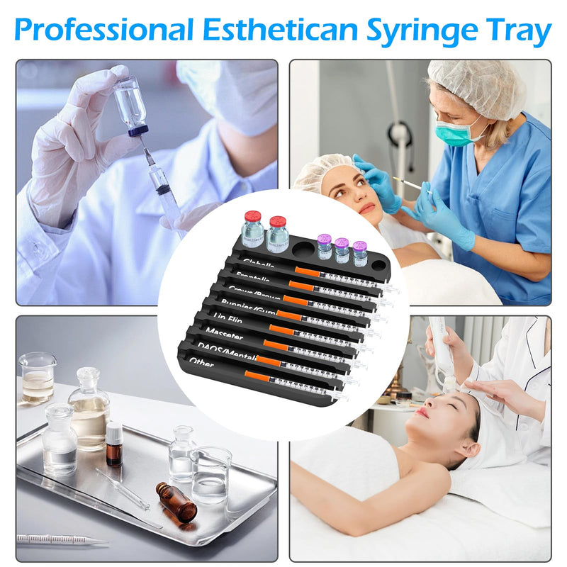 [Australia - AusPower] - Aesthetic Practitioner Syringe Tray with 8 Slots Label, Vial Holder/Syringe Tray Combination for Aestheticians and Nurses, Syringe Storage Tray Organizer 