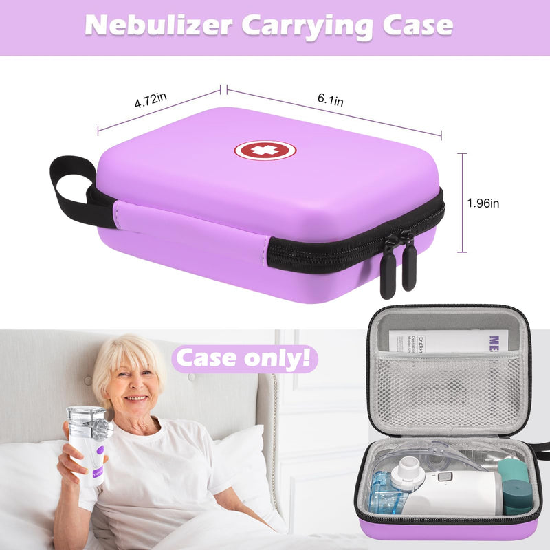 Klawdsky Carrying Case for Portable Nebulizer, Travel Medical Bag, Hard Emergency Medical Bag for Inhaler Spacer Case for Adults(Bag Only) (Purple)