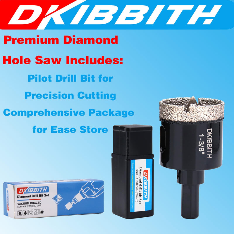 [Australia - AusPower] - 1-3/8" Diamond Hole-Saw Bits with Pilot Drill Bit - 2pc 1-3/8 in Diamond Tipped Tile Hole Saws with Guiding Bit for Accurate Drilling, for Porcelain Tile Ceramic Pots Granite Stone Glass Bottles 35mm (35mm)1-3/8" 