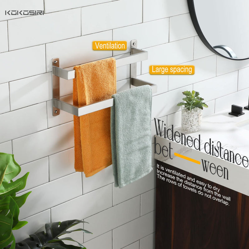 KOKOSIRI Hand Towel Bars 16 Inches Bathroom 2-Tiers Ladder Towel Rails Towel Holders Wall Mounted Towels Shelves Rack Brushed Stainless Steel, B5008BR-L16 Brushed Nickel 16-Inch