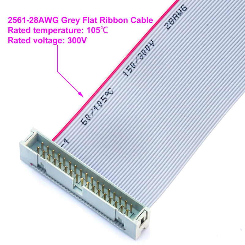 [Australia - AusPower] - Keszoox 2.54mm IDC Flat Ribbon Cable with FC 6/8/10/14/16/20/26/30/34/40P Dual Row IDC IDE Connector Socket, FC 8-Pin Male to Female IDE Extension Cable 50cm 3PCS (FM8-50cm-3Pcs) FC-8P 