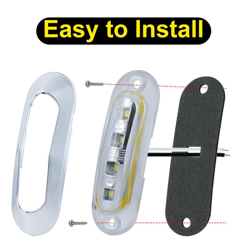 20Pack 3.7 Inch 4 LED Marine Boat Interior Lights, DC12-24V Waterproof Courtesy Lamp Deck Transom Stern Cabin Navigation Lighting for Fishing Pontoon Yacht Kayak Sailboat - White