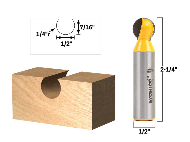 YONICO Groove Ball End Router Bit Set 4 Bit 1/2-Inch Shank 14471 4 Bit Set - 1/2" Shank