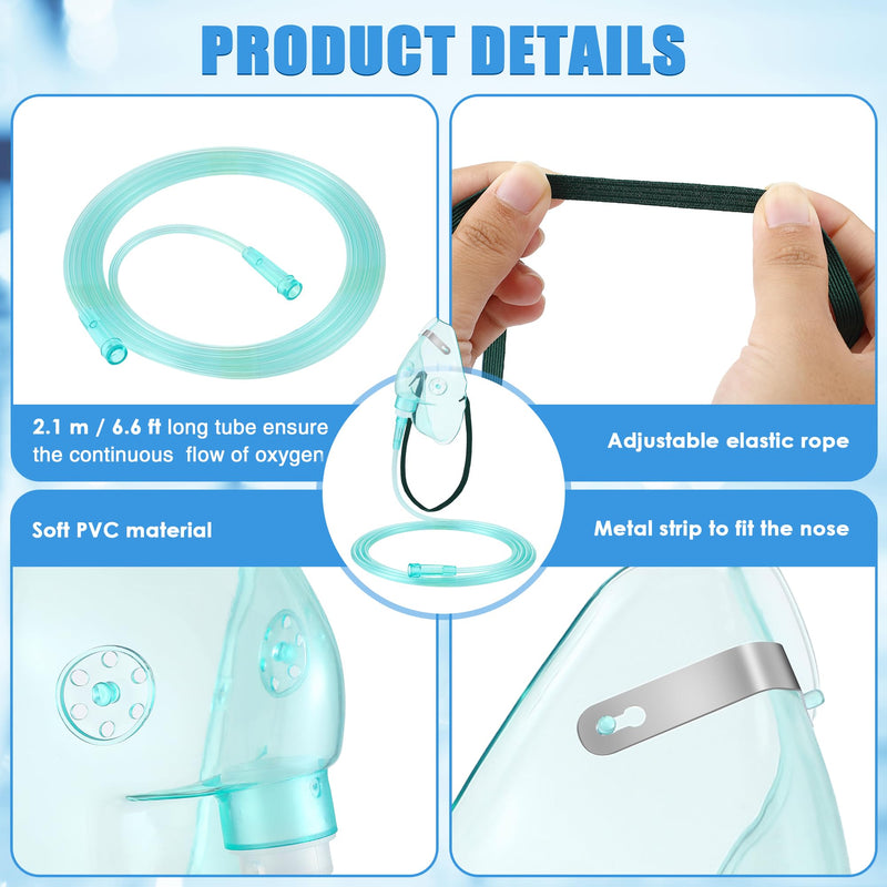 [Australia - AusPower] - Geiserailie 2PCS L Oxygen Mask with 6.6 Ft Tubing and Adjustable Elastic Strap, Adult Oxygen Mask with Tubing, Breathing Masks for Face Adult Size L 