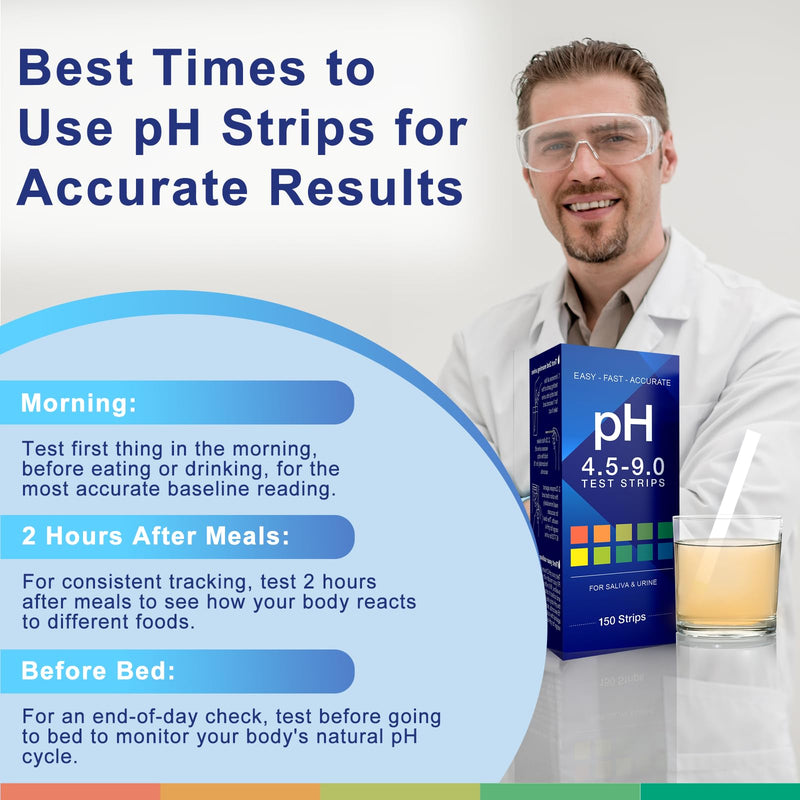 [Australia - AusPower] - pH Test Strips for Urine and Saliva 150 pH Strips for Fast, Accurate pH Testing at Home Get Clear Acid-Alkaline Balance Results, Quick & Easy pH Level Testing from 4.5-9.0 pH Test Strips 
