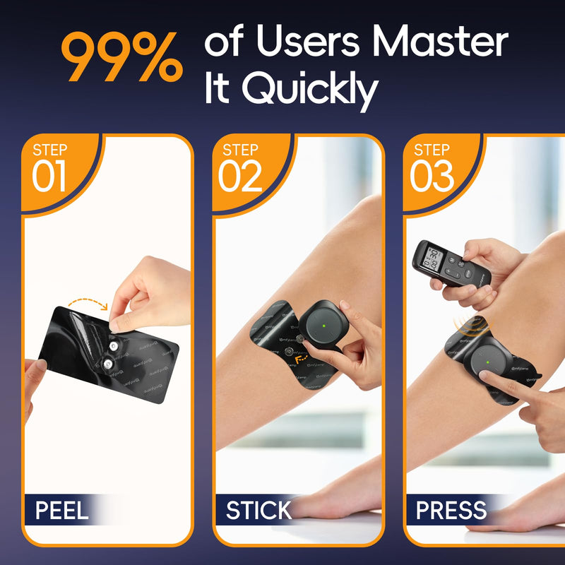 Comfytemp Wireless TENS Unit 30 Modes Muscle Stimulator for Pain Relief, FSA HSA Eligible 2 Packs Rechargeable TENS Machine with Remote, Pulse Muscle Stimulator for Back Shoulder Sciatica (4pads)