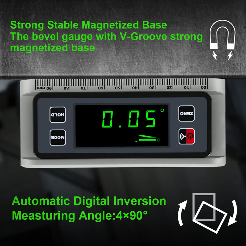 [Australia - AusPower] - Angle Gauge eOUTIL Digital Protractor Inclinometer Angle Finder with V-Groove Magnetic Base, Precision Bevel for Automobile Woodworking Building Drilling Machinery Masonry 