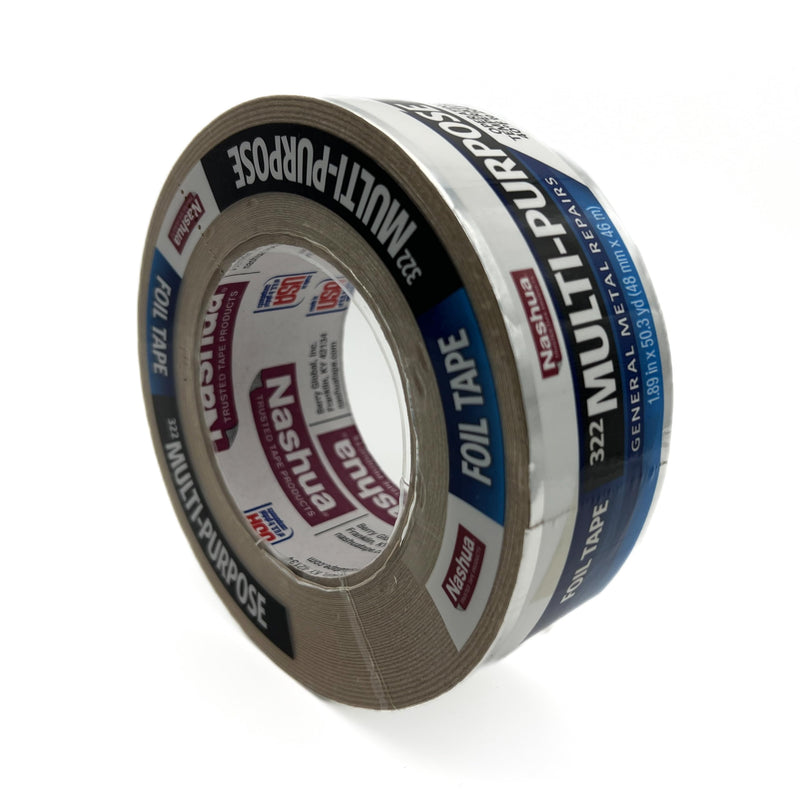 Nashua 322 HVAC Multi-Purpose Foil Tape, 46m Length, 48 mm Width, Aluminum Large