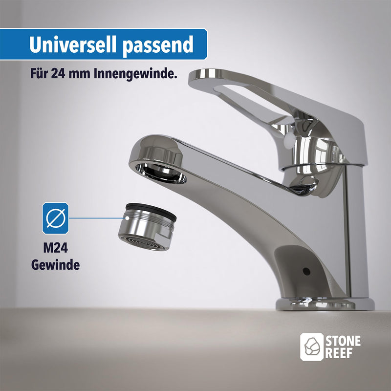 Tap Attachment M24 Set of 4 Aerator Aerator Aerator | Four M24 brass aerators with stainless steel sieve - soft jet instead of splashes in the pool Tap Attachment M24