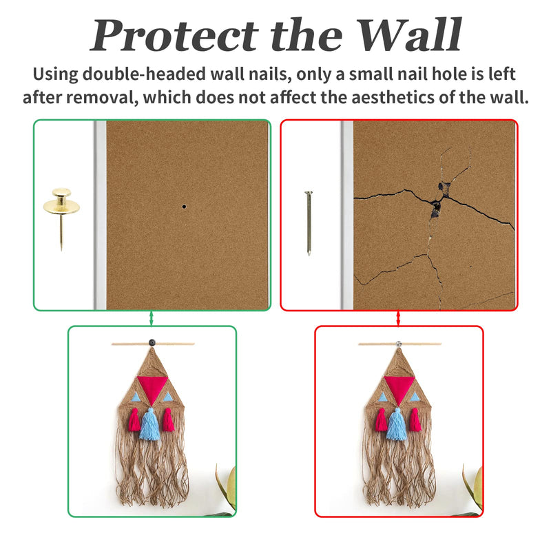 [Australia - AusPower] - Wall Nails for Hanging, Double-Headed Nails for Hanging Pictures Decorative Push Pin Hangers Nails for Drywall Cork Board Photo, Gold, 30 Pcs 