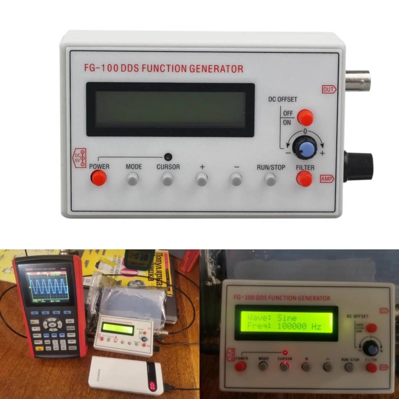 FG-100 DDS Function Generator Sine Frequency 1HZ-500KHz Counter Signal Source Generator Meter, Waveform Generator, Function Signal Generator
