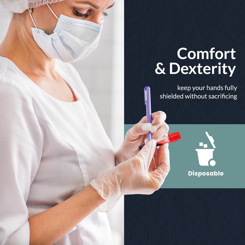 [Australia - AusPower] - MED PRIDE Medical Vinyl Examination Gloves (Large, 100-Count) Latex & Rubber Free, Ultra-Strong, Clear Disposable Powder-Free Gloves for Healthcare & Food Handling Use Large (Pack of 100) 