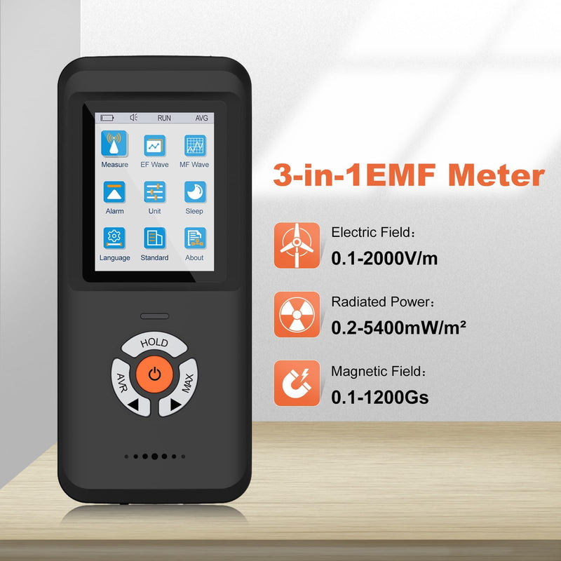[Australia - AusPower] - EMF Meter, Upgraded 3-in-1 Rechargeable Electromagnetic Field Radiation Detector for EF RF MF, Handheld Digital EMF Detector with LCD for Home&Office EMF Inspections 
