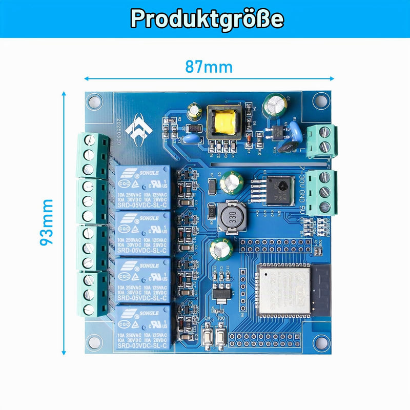 ESP 4-Channel Relay Module with ESP-32 WiFi Bluetooth, DC5-30V/AC220V, Development Board for DIY Smart Home & IoT Projects, Easy Programming with Arduino IDE