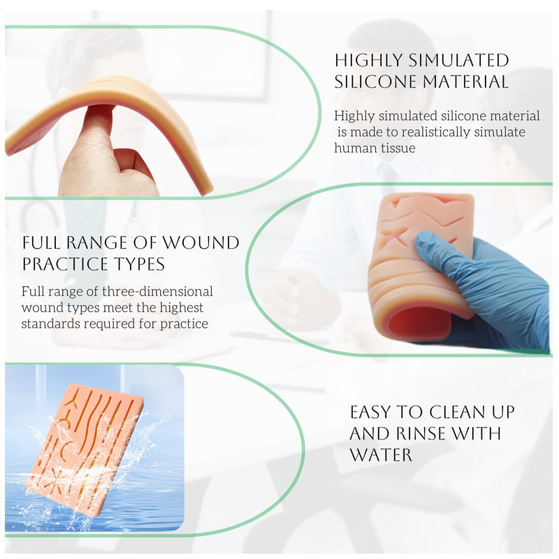 [Australia - AusPower] - Suture Practice Complete Kit for Medical Student,Suture Training Pad, Suturing Practice kit, Surgical Stitches Kits Suitable for Nursing,Medical Students(16 Wounds) 16 Wounds 