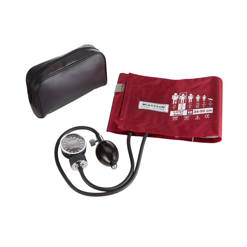 [Australia - AusPower] - McKesson Aneroid Sphygmomanometer – Manual Blood Pressure Cuff Monitor with Carrying Case, Cuff 34-50 cm, Burgundy, 1 Count Large Adult Cuff (34-50 cm) 1 Count 